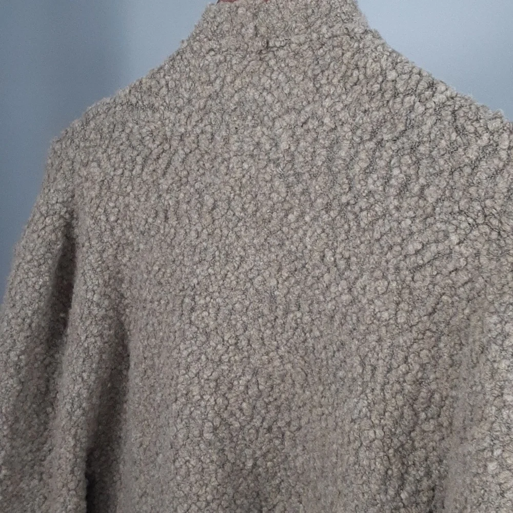 Ann Taylor Loft Camel Tan Wool Blend Italian Yarn Sherpa Waterfall Cardigan